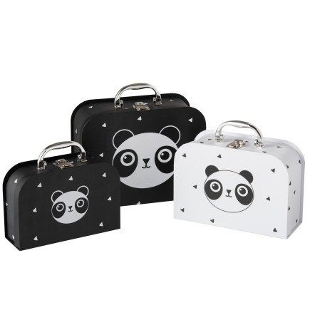 SET DE 3 MALETAS PANDA PAPEL NEGRO/BLANCO