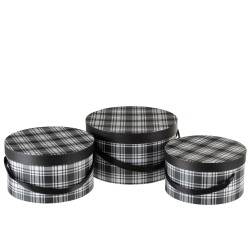 SET DE 3 BOITE A CARREAUX PAPIER BLANC/NOIR
