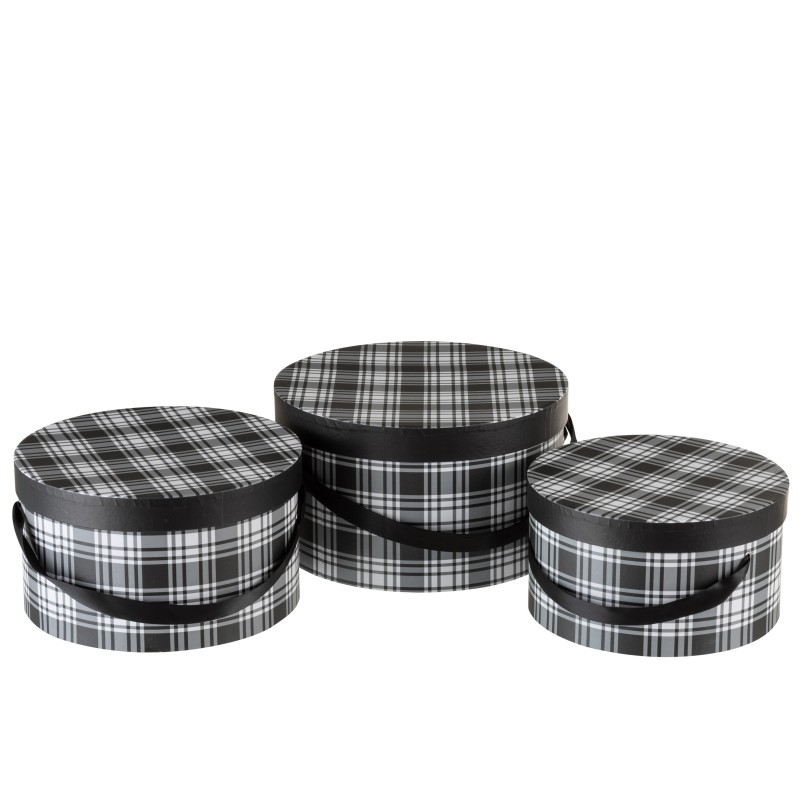 SET DE 3 BOITE A CARREAUX PAPIER BLANC/NOIR