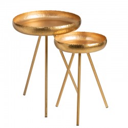 Set de 2 tables gigognes ronde en metal doré