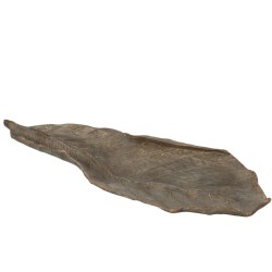 Plat en forme de feuille en résine grise L87cm