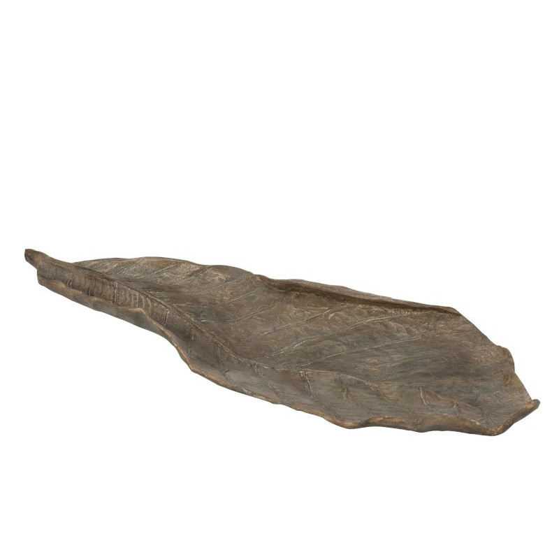 Plat en forme de feuille en résine grise L87cm