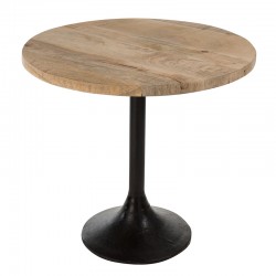 Table ronde bar en bois et pied métal noir