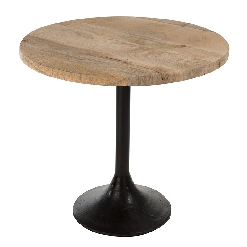 Mesa redonda em madeira e metal natural 65x65x60 cm Mesa redonda em madeira e metal natural 65x65x60 cm