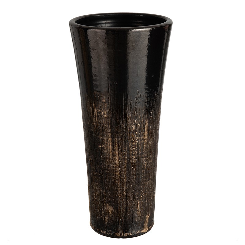 Vase tacheté en céramique marron 18x18x39 cm
