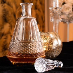 Carafe avec bouchon avec motifs en verre transparent H30cm