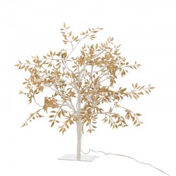 Arbre lumineux branche et feuilles pailletées doré led 43cm