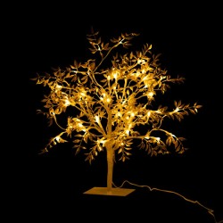 Arbre lumineux branche et feuilles pailletées doré led 43cm