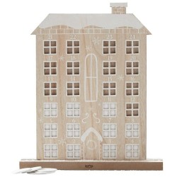 Calendrier de l'avent maison en bois beige 40x30cm