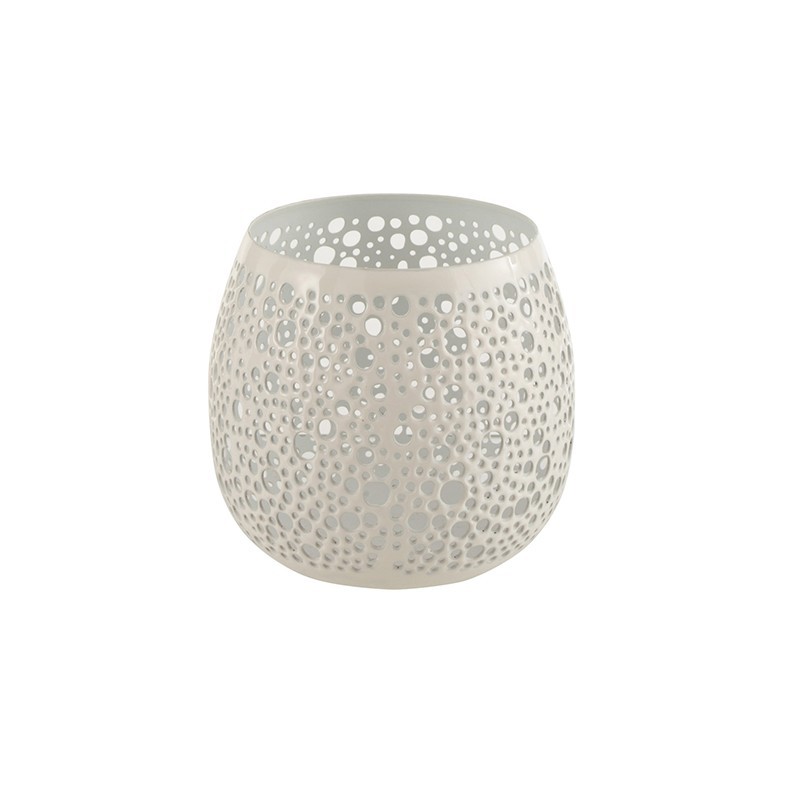 Porta-velas em metal branco 11x11x12 cm Porta-velas em metal branco 11x11x12 cm