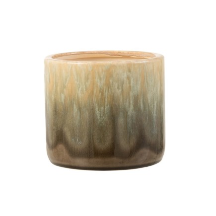 Cache-pot rond en Pierre Marron et Beige 15x15x14,5cm