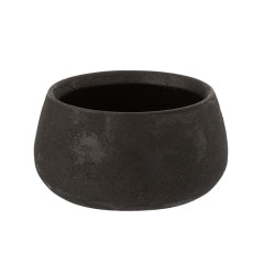 Coprivaso rotondo basso in ceramica nera D20cm