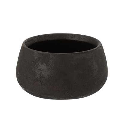 Coprivaso rotondo basso in ceramica nera D20cm