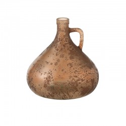 Vase bouteille avec anse en verre marron 17x17x18 cm