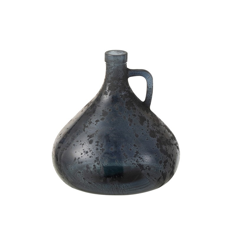 Vase bouteille avec anse en verre bleu 18x18x18 cm Vase bouteille avec anse en verre bleu 18x18x18 cm
