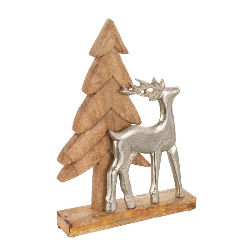 Renne en aluminium et arbre en bois de manguier