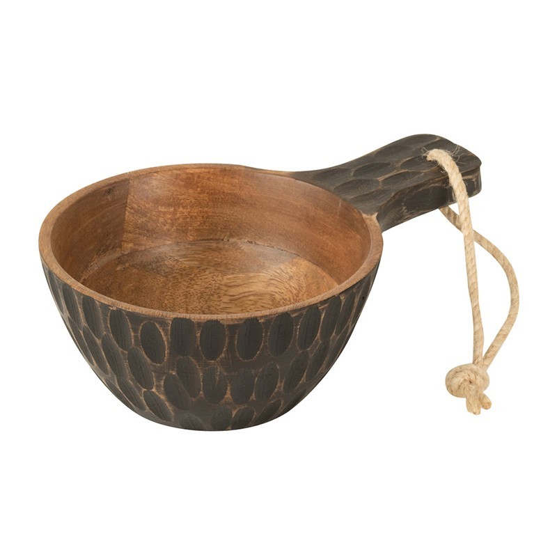 Bol avec anse bois de manguier marron D14cm