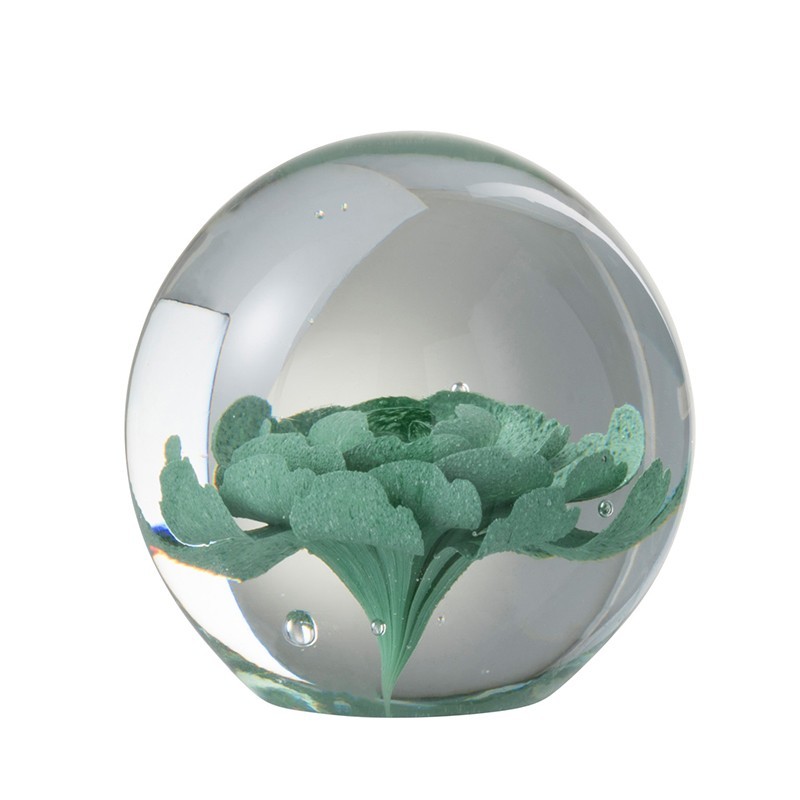 PRESSE PAPIER FLEURS VERRE MENTHE SMALL