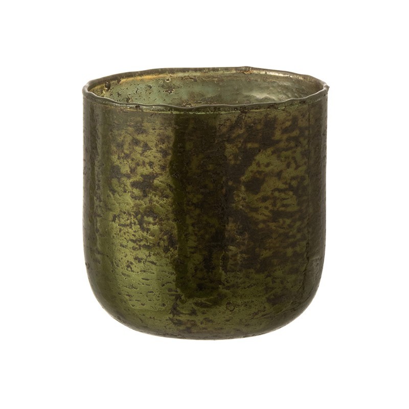 PHOTOPHORE ROND VERRE VERT 13 cm