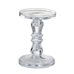 Candelabro/portavelas leti cristal transparente Alt. 19 cm