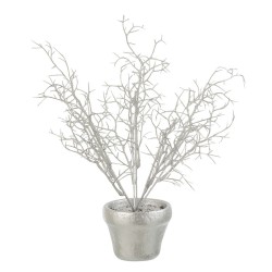 Árbol en maceta purpurina plástico plata Alt. 30