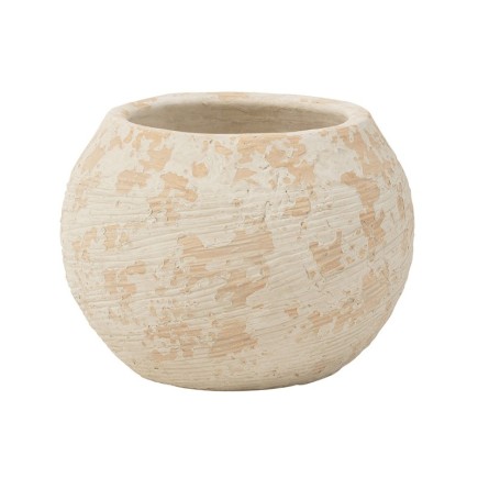 Vaso di fiori in cemento crema 23x23x17 cm