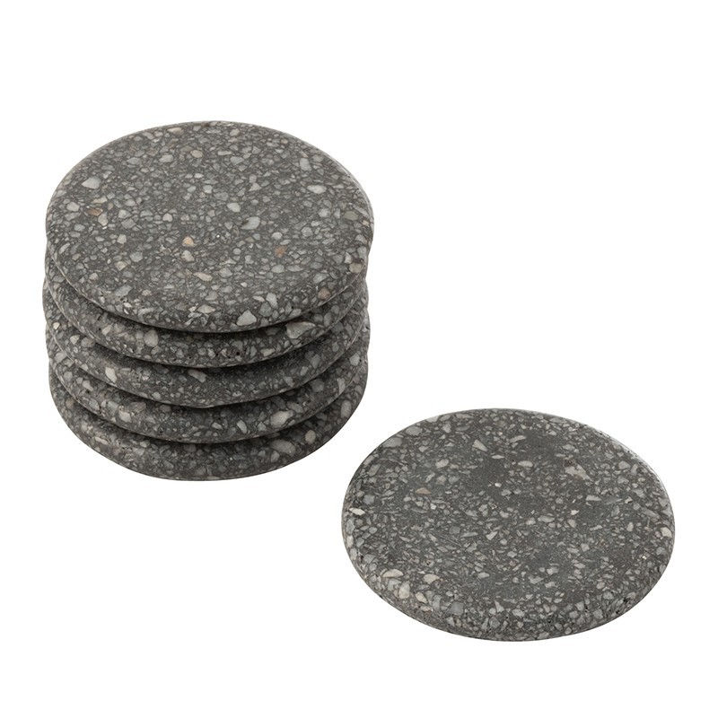 Conjunto de 6 bases para copos em mármore cinzento D10cm Conjunto de 6 bases para copos em mármore cinzento D10cm