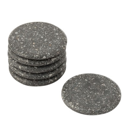 Set de 6 posavasos mármol gris 10x10 cm