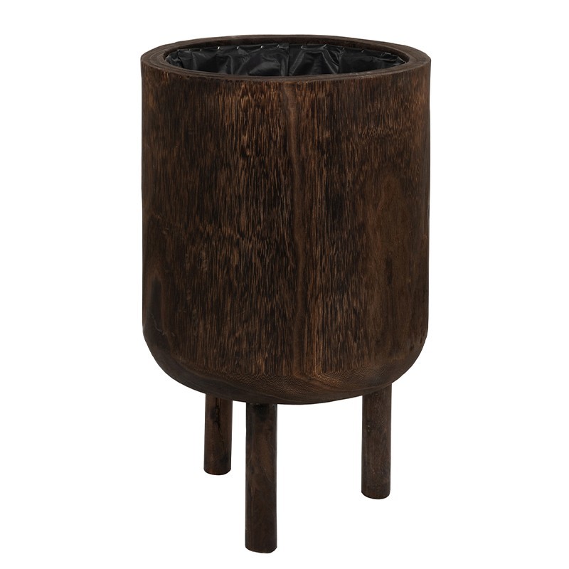 Cachepot en bois de paulownia marron 32x32x44 cm