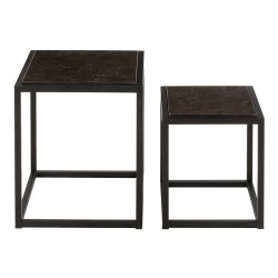 Set de 2 tables gigognes en métal noir 39x39x46 cm