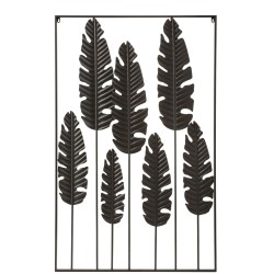 Décoration murale rectangulaire avec feuilles en aluminium noir