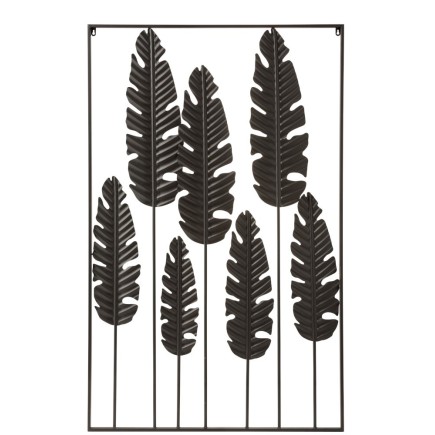 Décoration murale feuilles en métal noir 84.5x135x2 cm