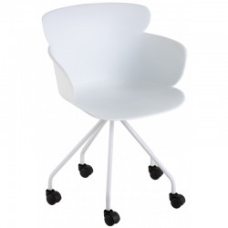 Chaise à roulettes en Plastique Blanc 56x53,5x81cm