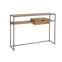 CONSOLE 1 TIROIR BOIS/METAL NATUREL