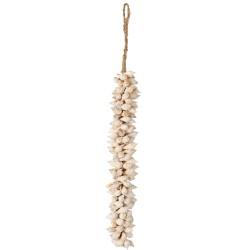 Suspension coquillages en bois blanc 8x8x61 cm