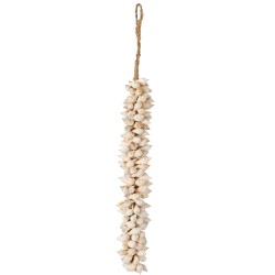 Suspension coquillages en bois blanc 8x8x61 cm