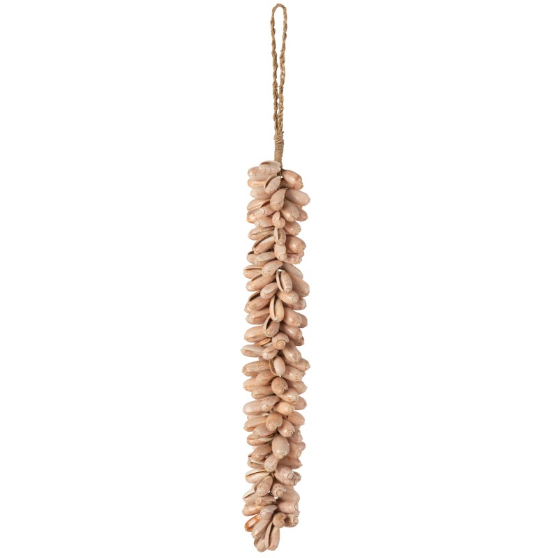 Suspension coquillages roses avec corde L5*l5*H34cm