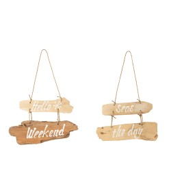 Set de 2 pancartes en bois naturel 30x5x20 cm