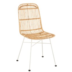 Silla con patas de metal y madera natural de 58x45x88 cm