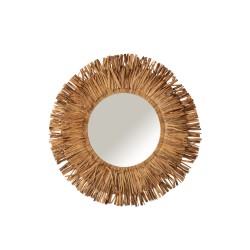 Miroir rond en bois naturel 104x104x8 cm