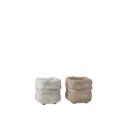 2 Cache-pots ciment blanc et beige