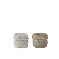 2 Cache-pots ciment blanc et beige