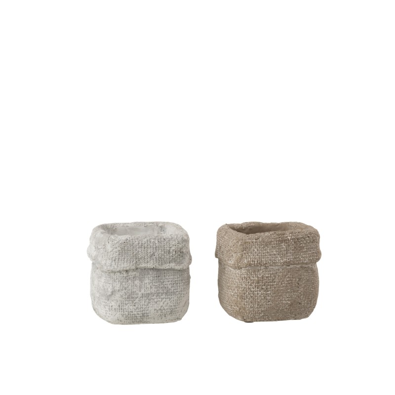 2 Cache-pots ciment blanc et beige