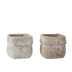 2 Cache-pots ciment blanc et beige