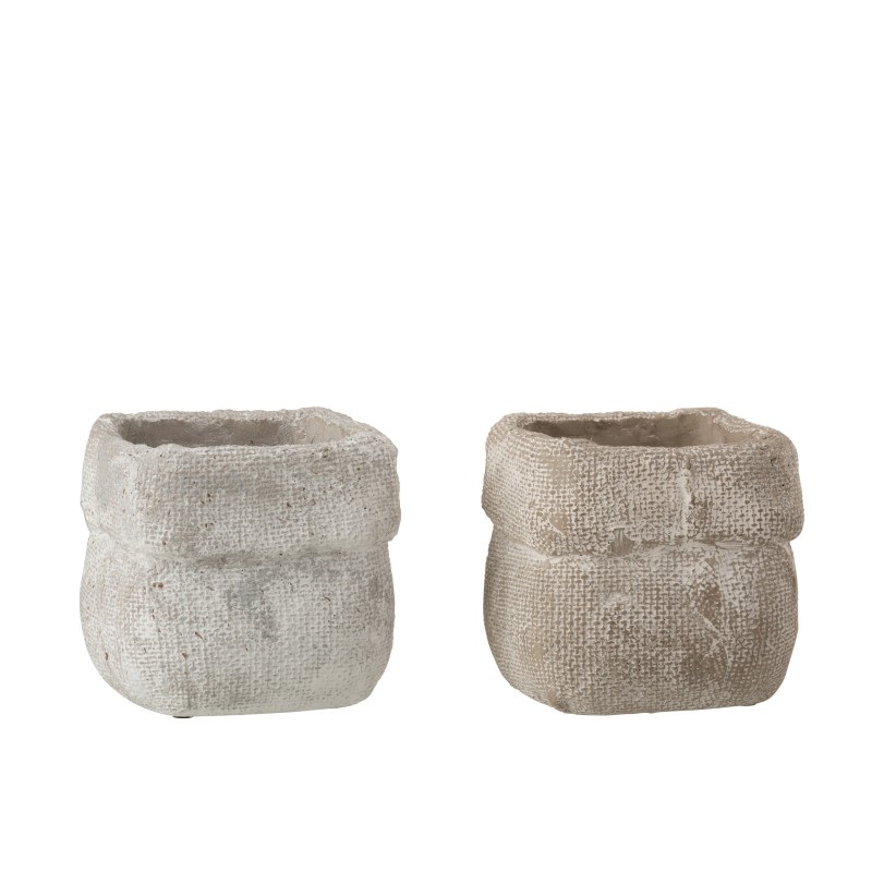 2 Cache-pots ciment blanc et beige