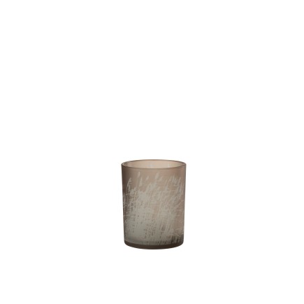Photophore en verre beige 10x10x12.5 cm