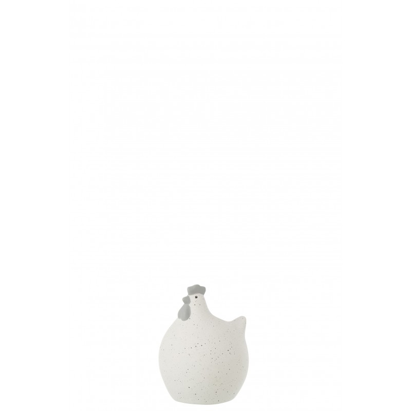 Poule en céramique blanc 10x10x14 cm