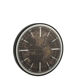 Horloge ronde en bois noir 80x80x8 cm