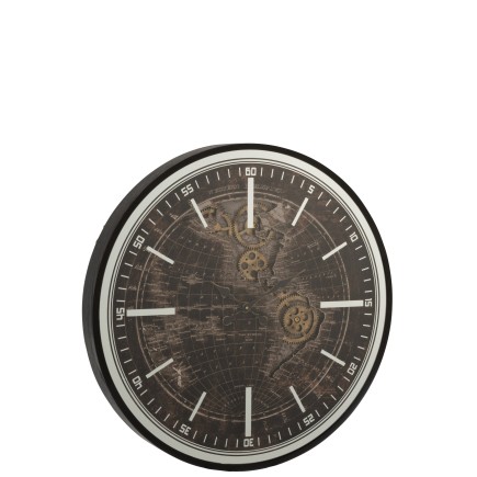 Horloge ronde en bois noir 80x80x8 cm