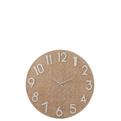 Reloj redondo de ratán de madera natural de 92x92x4 cm
